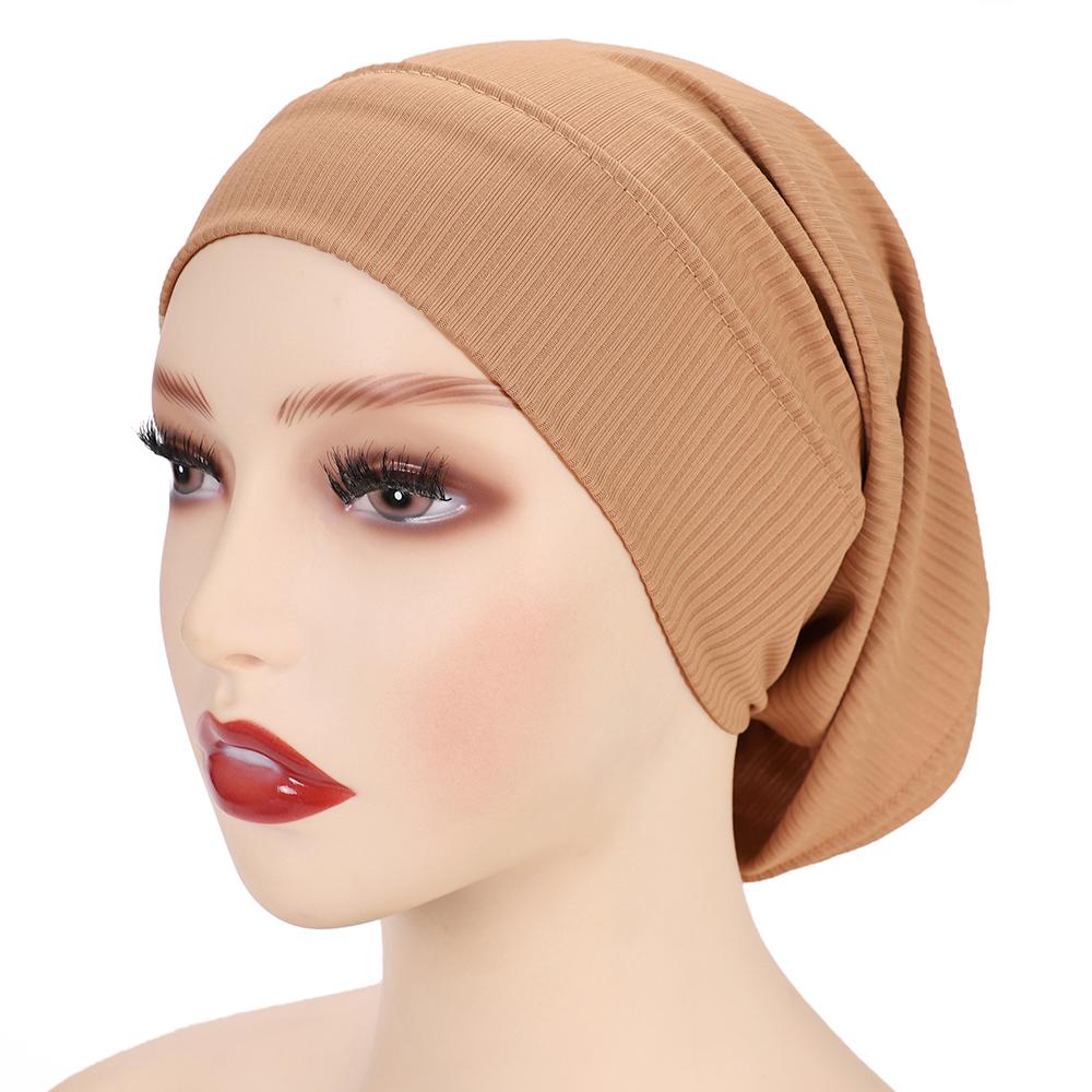 Muslim Ribbed Inner Hijab Caps Islamic Tube Underscarf Bonnet Stretch Headband Turban Musulman Femme Head Wraps