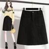 DIMANAF 2025 Plus Size Autumn Winter Women Skirts Short Corduroy Elastic Waist Trousers Oversize 5XL Black Thicken