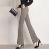 Houndstooth Slim Fit Women's Pants Slightly Flared Spring New High-waisted Slim Casual Mother Flared Trousers