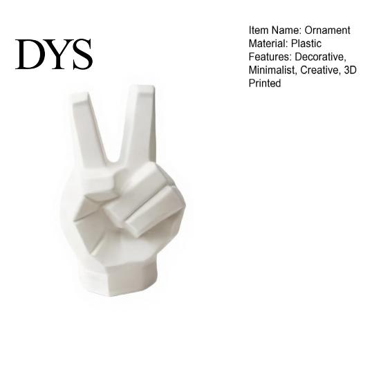Victory Gesture Figurine 3D Printed Hand Sculpture, Modern Resin Statue for Home Office Geometric Art Desk Decor, Creative Finger Ornament Shelf
