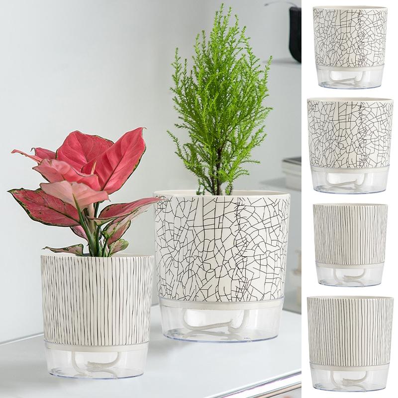 Self Watering Flower Pot Automatic Watering Flowerpot Garden Supplies Easy Monitoring Water Level Pot Lazy Hydroponics Pot