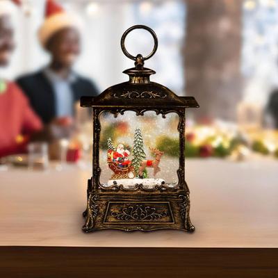 Christmas Lantern with Snow Globe and Music Box for Holiday Decor