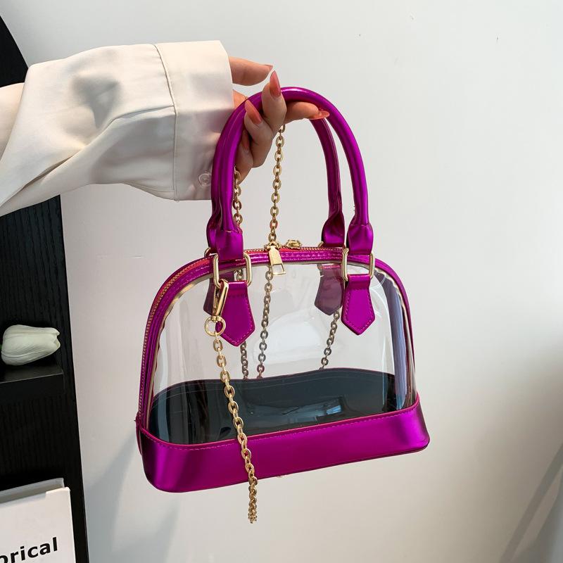 Fashion and Transparent, Popular Shell Bags This Year, Spring and Summer 2025 New Trendy Messenger Bags, PVC Chains, Trendy Shoulder Bags