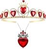 Evie Royal Red Heart Necklace Tiara Descendants Red Heart Crown Jewelry Set Queen of Hearts Eive Costume for Girl Teen Halloween