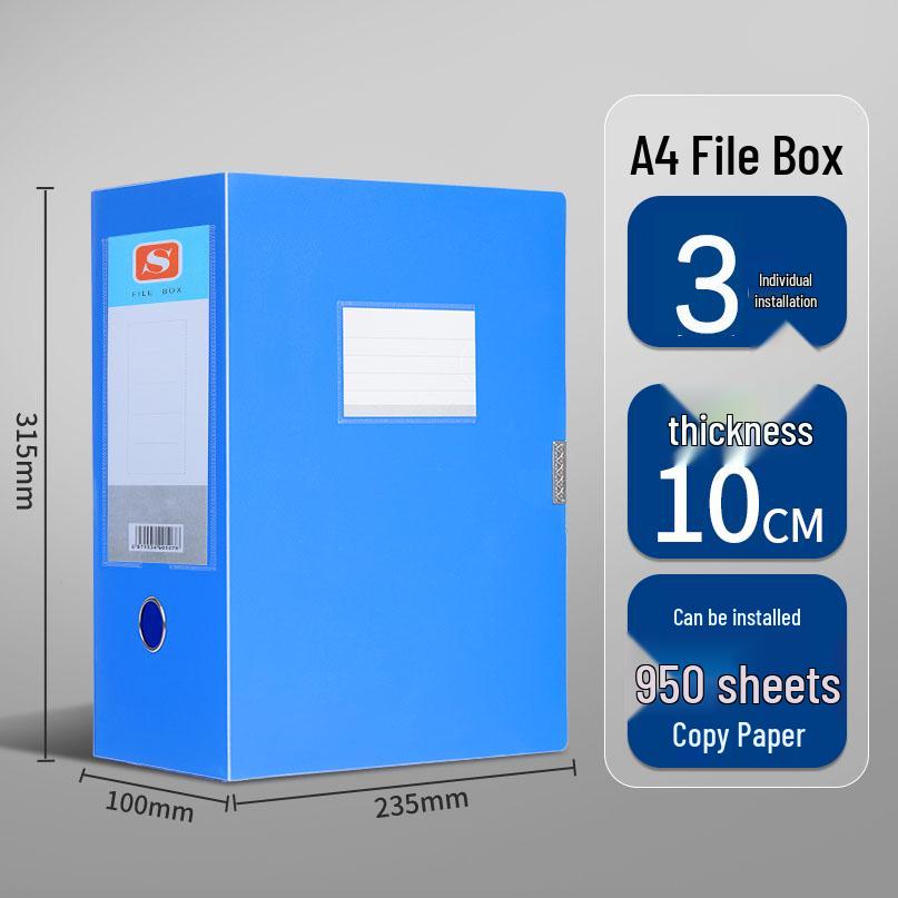 Large A4 Plastic Document Archive Box: 10x15cm, 75mm Thick, High Capacity Storage