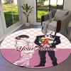 Cherry Blossom Journey Custom Name Round Area Rug Carpet Rug For Living Room Bedroom Sofa Playroom Decor Nonslip Floor Mat