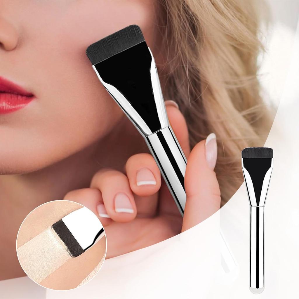 2pcs Flat Foundation Brush for Liquid Makeup, Ultra Thin Flat Head Foundation Brush Soft Dense Flat Makeup Brush Beauty Brushes for Face Makeup