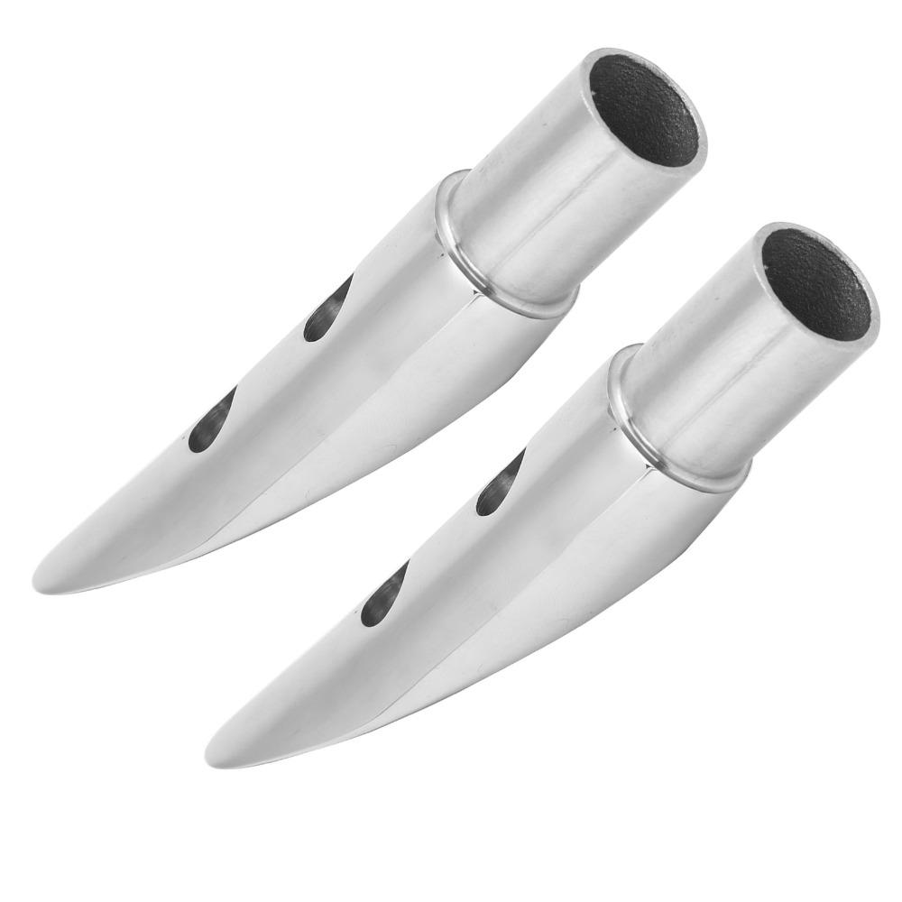 2pcs Set 7/8in Railing Mount Silver Boat Handrail Marine Accessory Ship Rail End  Watercraft