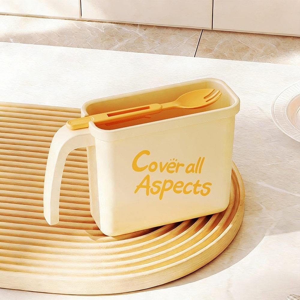 

Portable Lazy Instant Noodle Bowl with Fork High-temperature Resistant Instant Noodle Bowl in A Bag No Wash бежевий