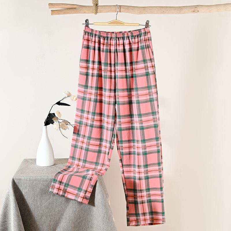 Women's Spring and Autumn Thin Loose-fitting Plus Size Pants That Can Be Worn Outside Middle-aged Mother's Plaid Home Pants