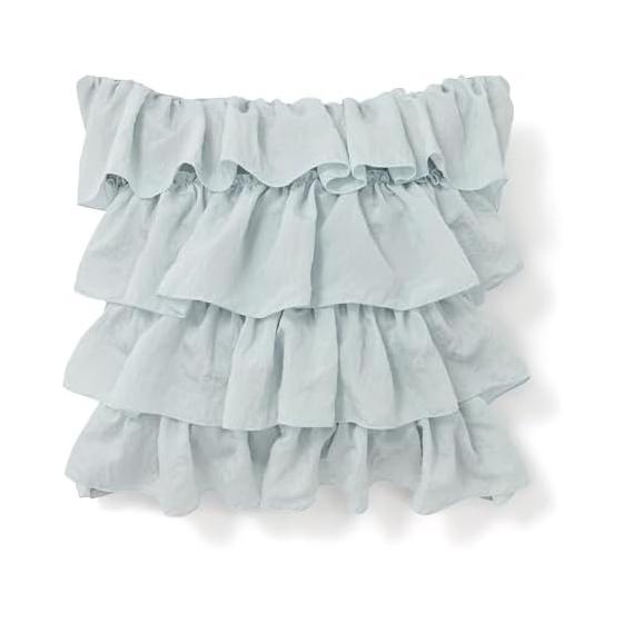 Francfranc Satin Ruffle Cushion Cover 4545cm Light Blue (017)