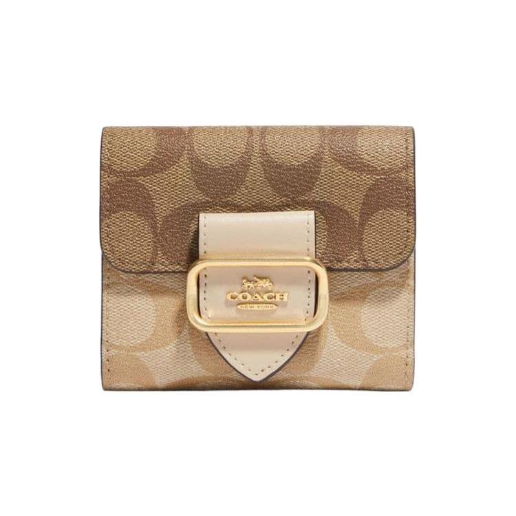 COACH Morgan Canvas Leather Wallet Small Women's Khaki (Unisex) Wallets CH387 IMU4V