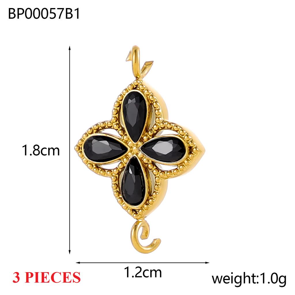 3PCS/LOT CARLIDANA Colorful Enamel Charms Gold Plated Stainless Steel Heart Moon Flower Zircon Pendants DIY Jewelry Making