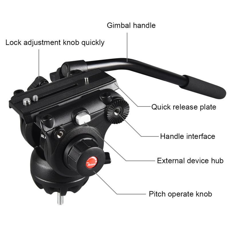PULUZ Aluminum Alloy Photography Tripod with Hydraulic Damping Head, Adjustable Height 80-160cm