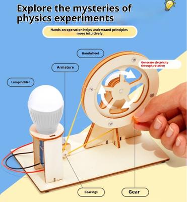 Diy Wooden Hand Cranked Generator Children'S Science Toy Fun Stem Puzzle Physics Experiment Set Children'S Education Toy