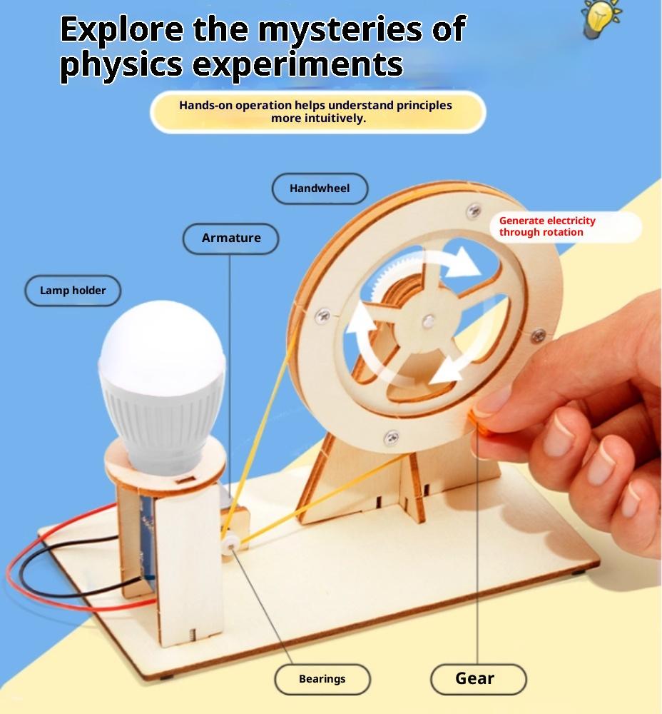 Diy Wooden Hand Cranked Generator Children'S Science Toy Fun Stem Puzzle Physics Experiment Set Children'S Education Toy