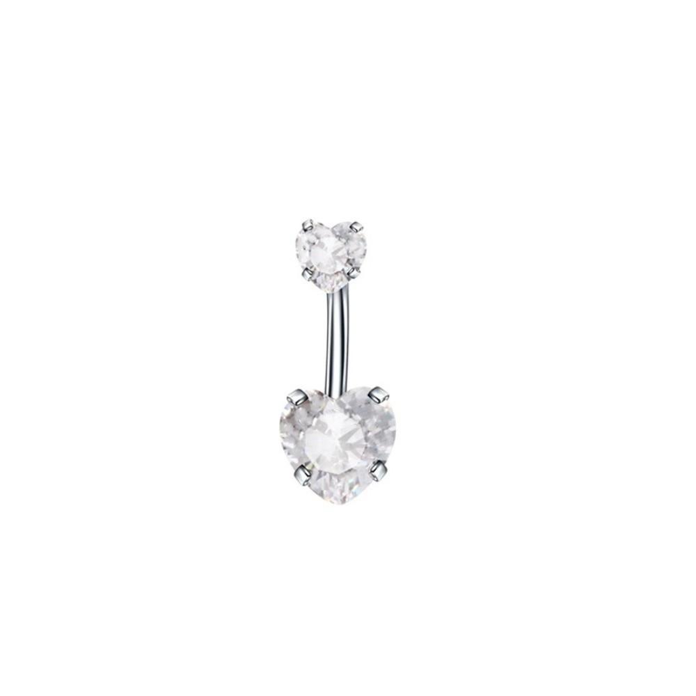 Heart Belly Button Rings Internal Thread Body Jewelry Shiny Belly Piercing  Girl