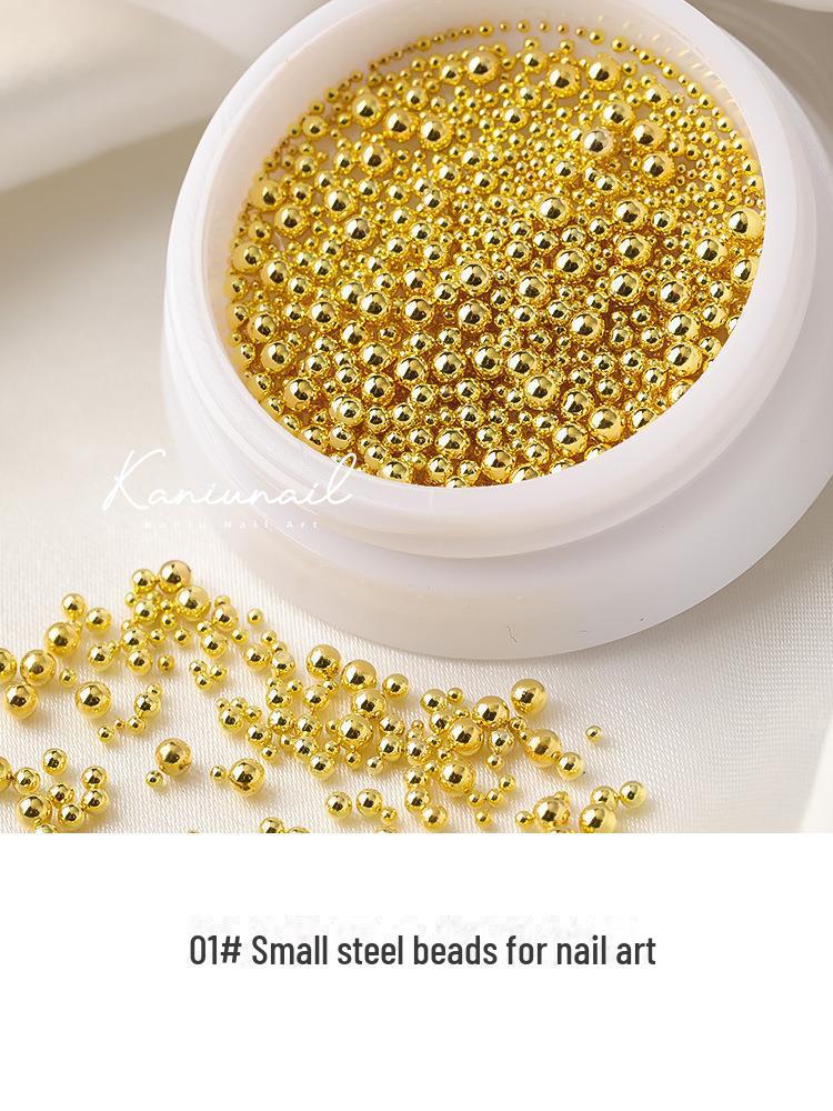 

Шкатулка для нейл-арта из розового золота и серебра: 0,4 мм стальные бусины для самостоятельного изготовления смешанных украшений для ногтей 2.0mm (Bag - about 5g 110 pieces) золотой