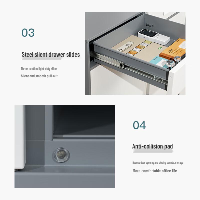 Lockable Metal Filing Cabinet with Glass Door