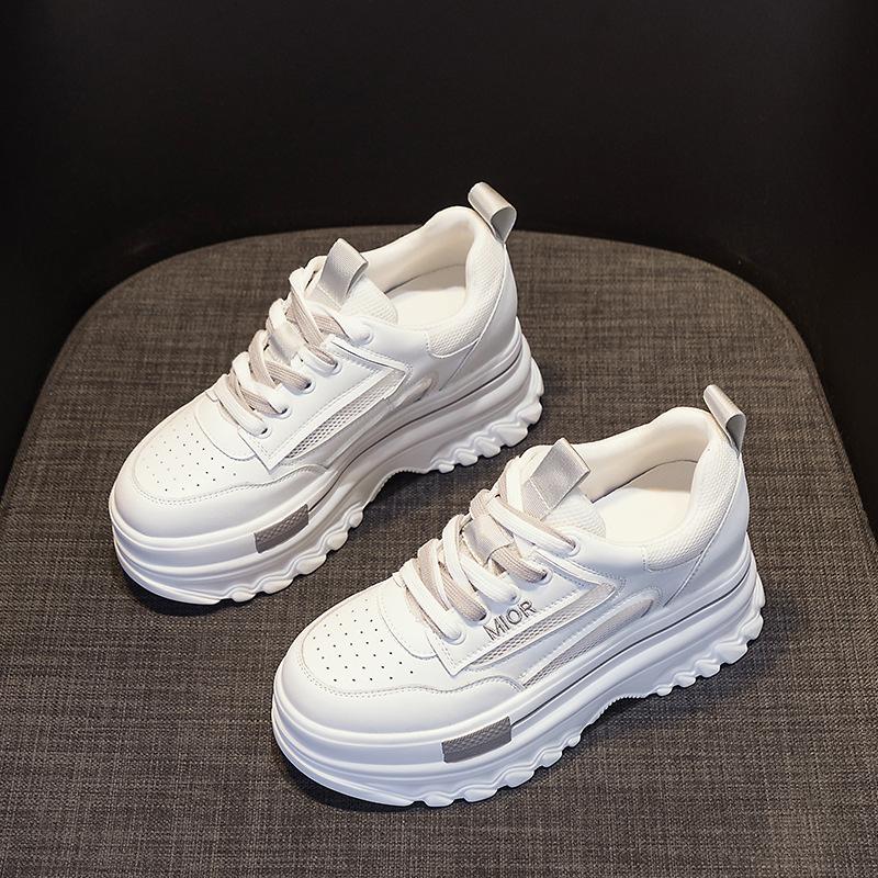 

Autumn new casual breathable muffin shoes little white shoes thick-soled leather surface heightening shoes women s versatile 40