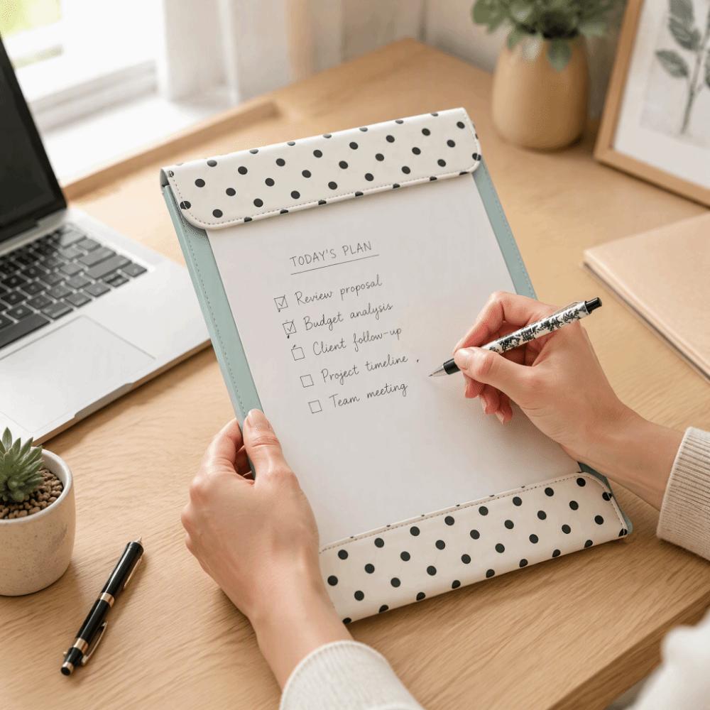 PU Leather Clipboard Folder A4 Magnetic Paper Organizer Stylish Magnetic Clipboard Folder  Office