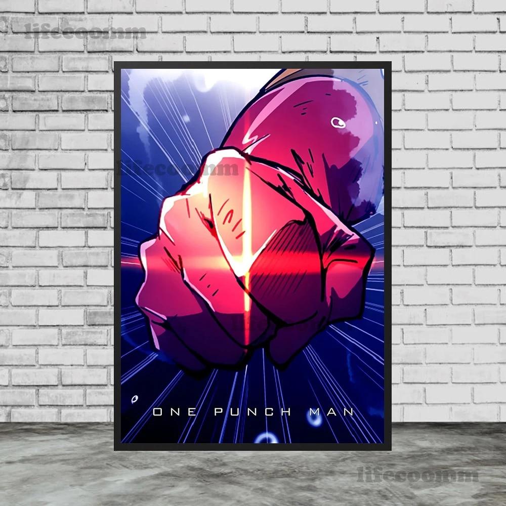 

One Punch Man Янос, Сайтама Горячий анимационный постер и принт-декор, настенная живопись на холсте для гостиной, художественный принт без рамки 21*30cm