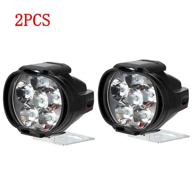 Motorcycle Headlight Spot Lights High Bright Waterproof Scooter Auxiliary Lamp Spotlights 6 LED Fog Bulb Work Lights with Switch