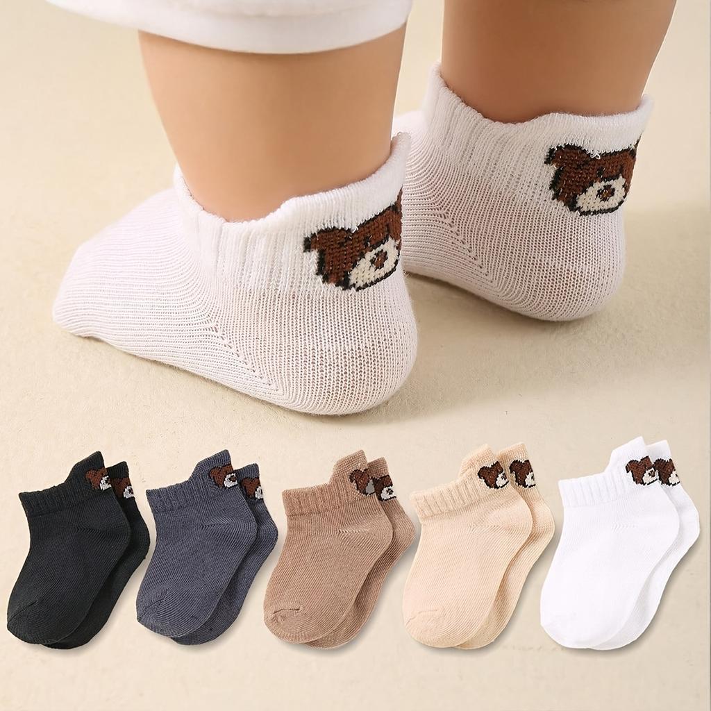 10/5 PCS Cartoon Bear Head Socks, Children's Cute Classic Bear Middle Socks, Learning Step Socks, Versatile Breathable Children's Socks