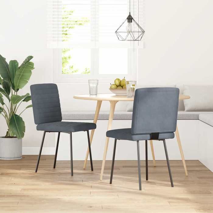 VidaXL Chaises à manger lot de 2 Gris foncé Velours 4101157