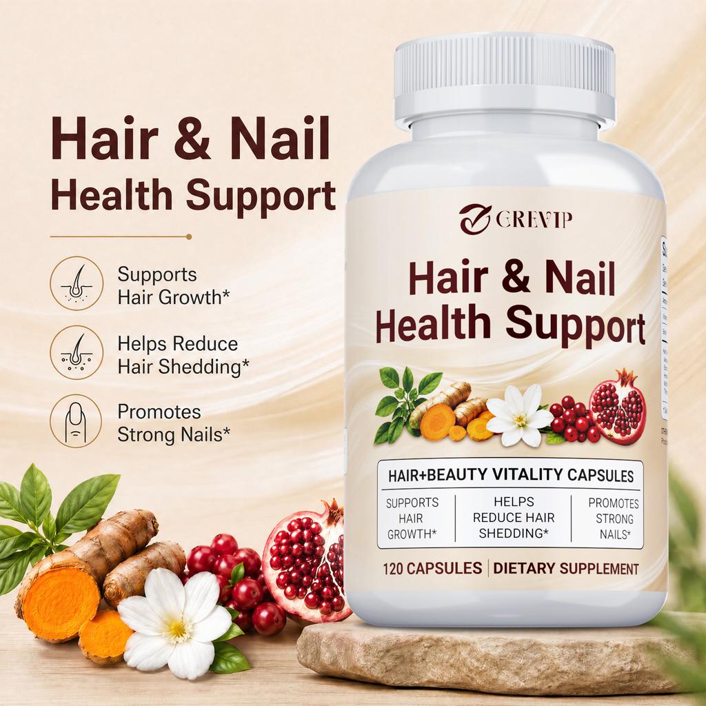 Hair & Nail Health Support Capsules 120 Count — Biotin & Vitamins, Daily Wellness, Beauty Supplement