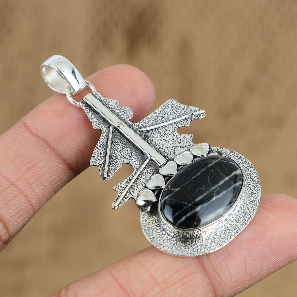 Gift For Women Pendant 925 Sterling Silver Natural Chrysanthemum Gemstone