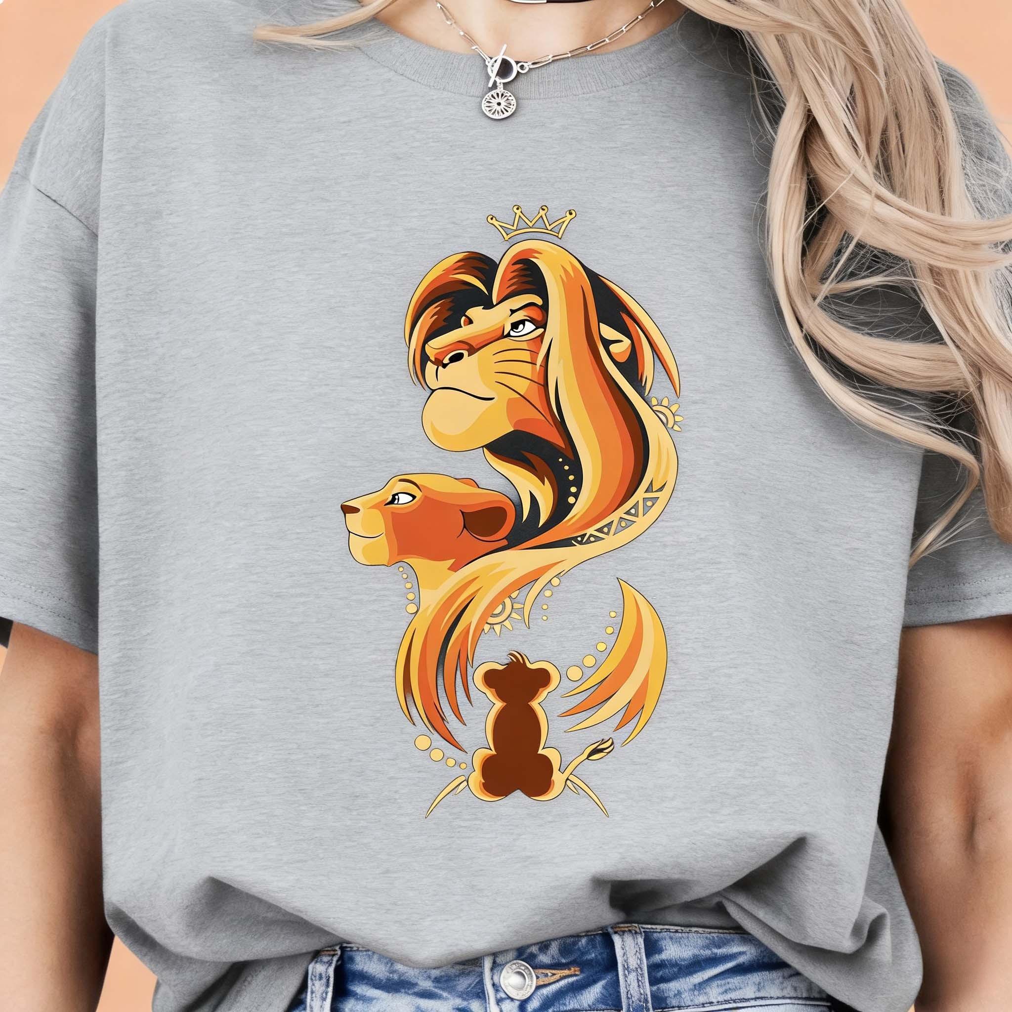 2026 New Cartoon Women Simba Lion King Geometric Print Womens TShirt Easy Fashion Plus Size Short Sleeve S