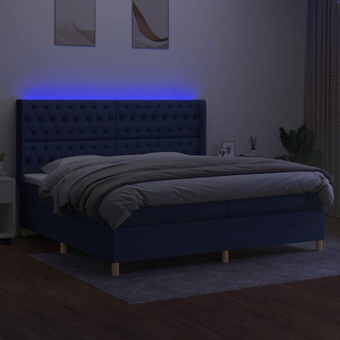 VidaXL Sommier à Lattes de Lit avec Matelas et LED, Lit Rembourré avec Tête de Lit, Lit Double, Lit Adulte de Chambre, 3139147