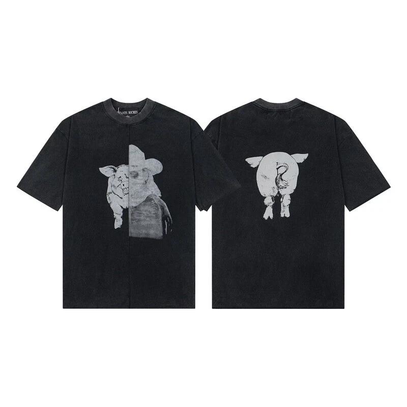 Меланхоличная футболка с коротким рукавом ERD Sketch Graffiti Loose Casual Ричи Рич L