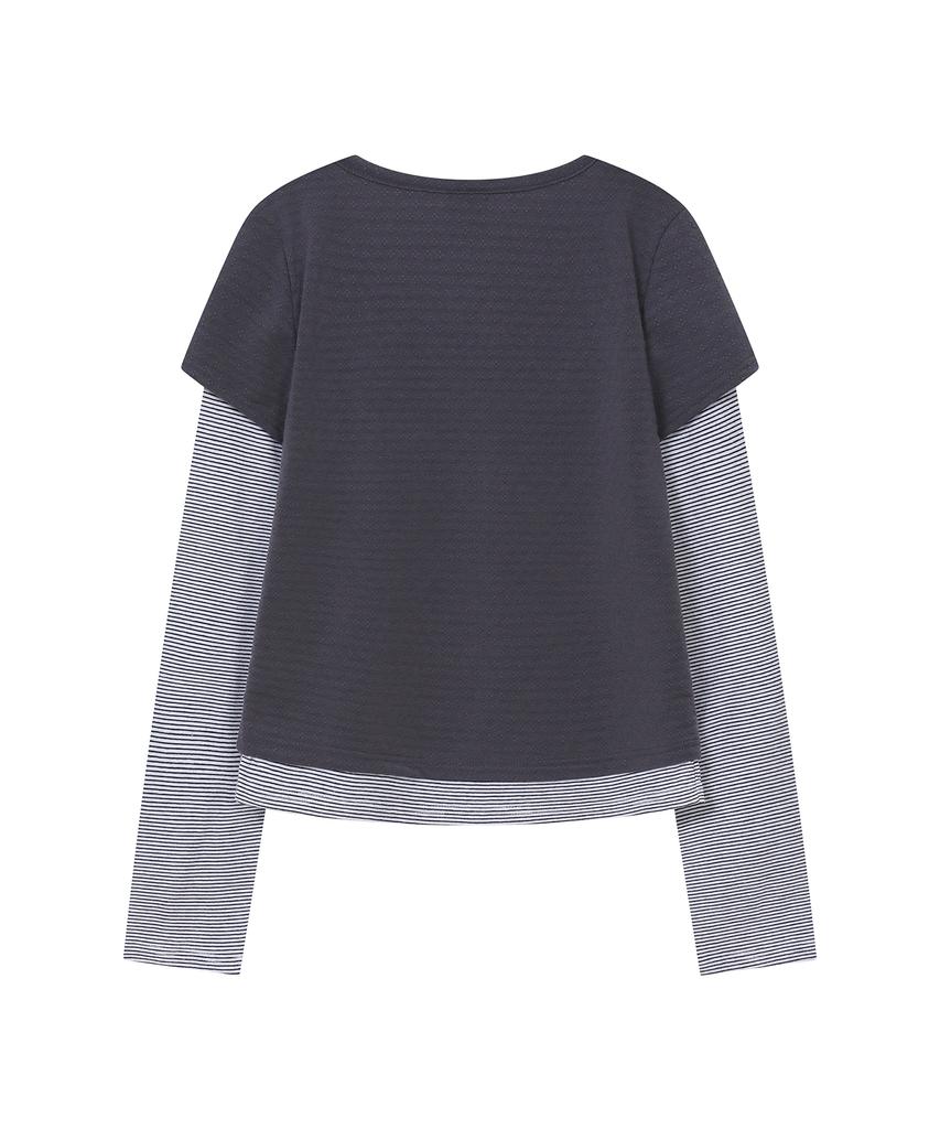 BAUF Shirred Layered Long Sleeve [Charcoal]