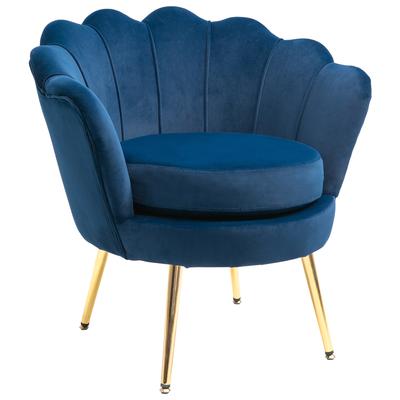 Wohnzimmer-Sessel Samtsessel Schalensessel mit goldenen Metallbeinen für Schlafzimmer, blau