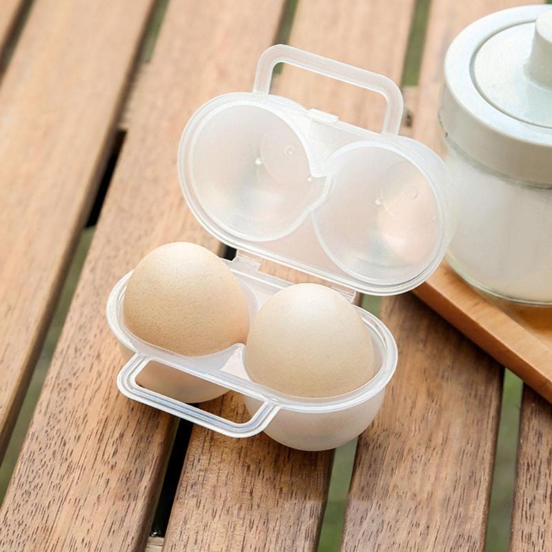 Plastic Eggs Protectors Tray Small Eggs Holder 2 Grid Eggs Storage Container with Fixed Handle  Eggs Storage Box