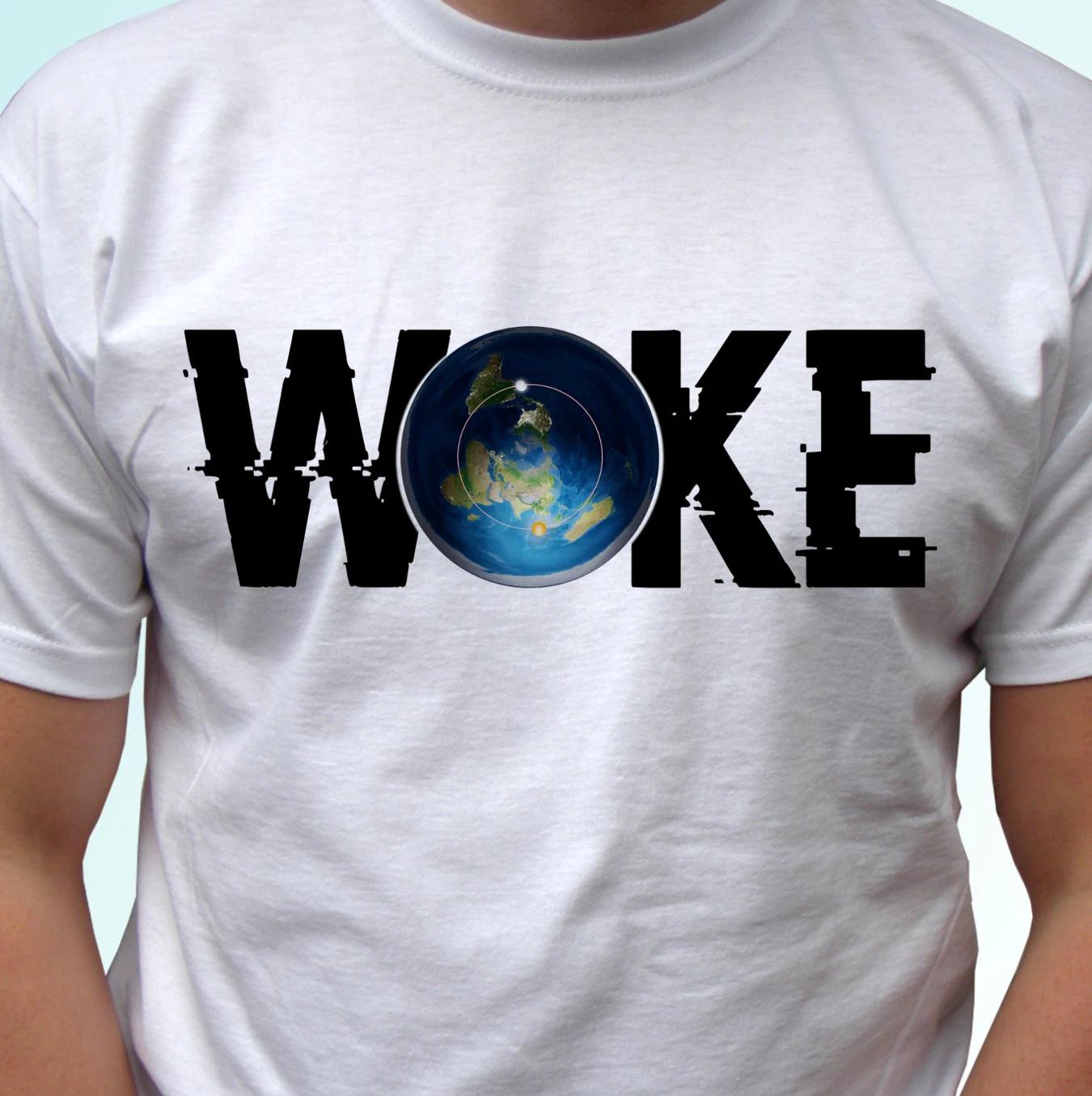 WOKE Flat Earth kids boys T-Shirt quote top tee design s s kids sizes 150