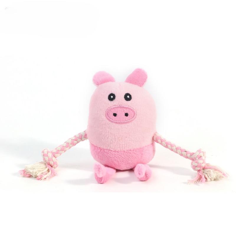 Furry Cotton Rope Dog Toy Interactive Entertainment Noise-making Plush Doll with Rope Knots, Durable and Chewable for Pets.