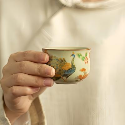 Tasses à thé Jingdezhen Ru Kiln, Services à thé en céramique, Tasses de maître, Tasses d'invité, Tasses ouvertes pour l'entretien, Tasse à thé unique