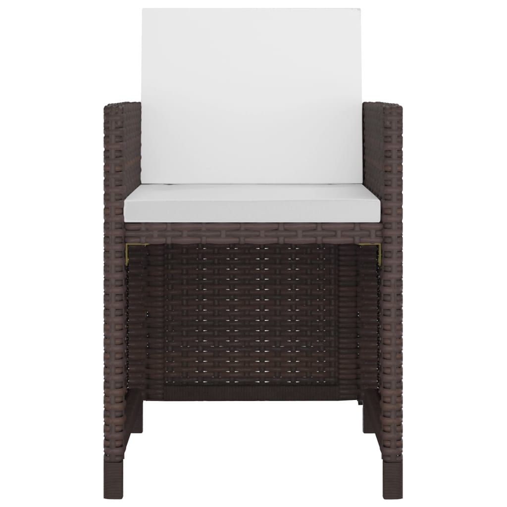 5 Piece Garden Dining Set with Cushions Poly Rattan Brown