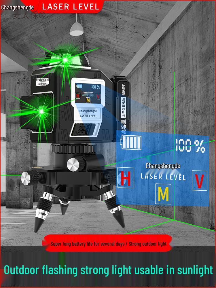 12-Line Green Laser Level with 8-Line Red Infrared Projection, 3D Blue Light, Wall-Mounted, High-Precision Automatic Laser by Mai Taibao.