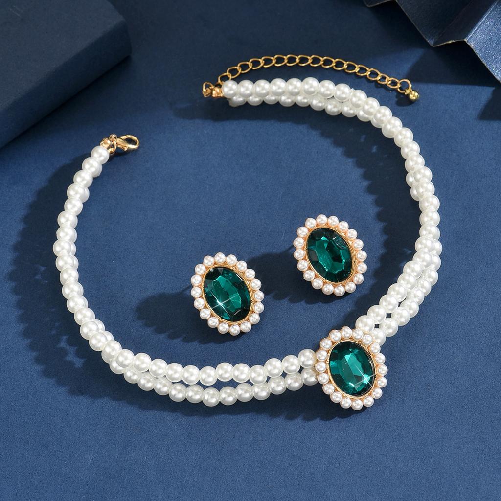 3PC Women's Fashion Imitation Zircon Necklace Earrings Zircon Set Suitable for Wedding, Party, Festival Gifts
