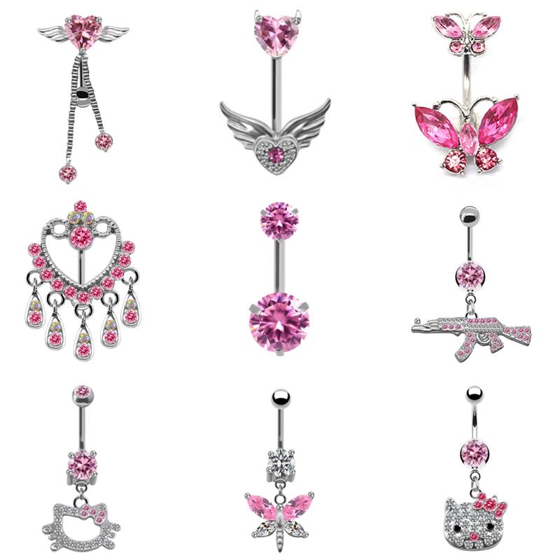 Stainless Steel Butterfly Navel Belly Button Rings For Women Jewelry