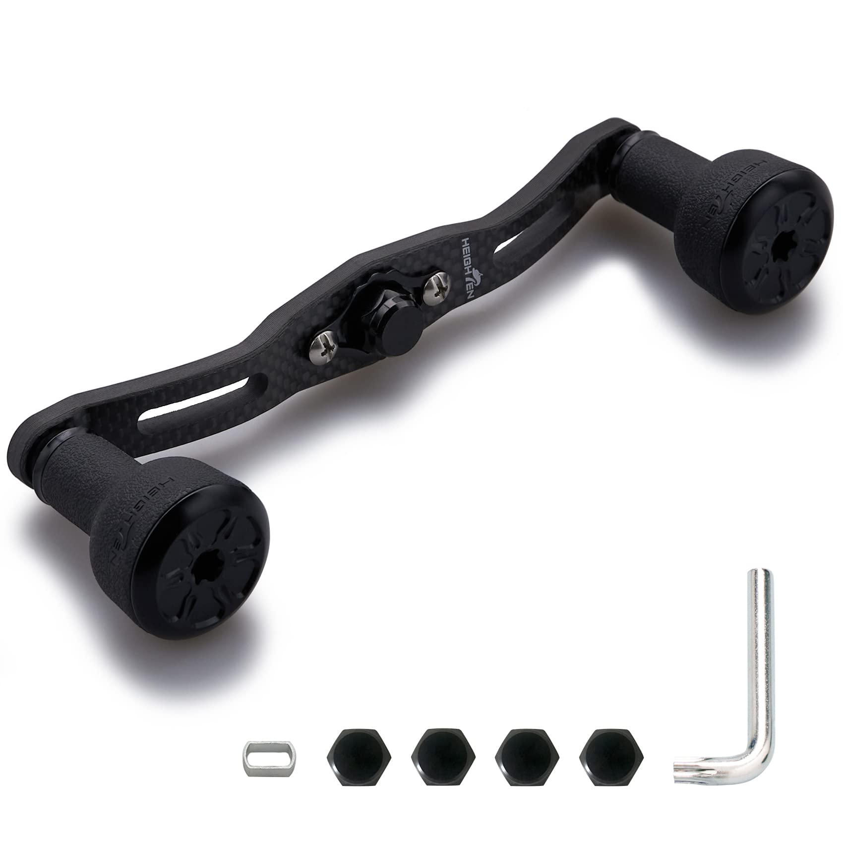 

HEIGHTEN Reel 4mm Carbon Fiber with 24mm TPE Compatible with and Abu Baitcasting Reels 120/110mm Handle, Thick, 1.5K Knob, Shimano, Daiwa, (120mm, чёрный