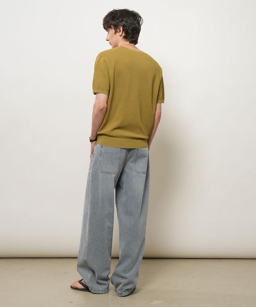 GENERALIDEA Man Temperature Cut Cool Classic Crew Neck Half Knit [Olive] / Gf2Mkp022