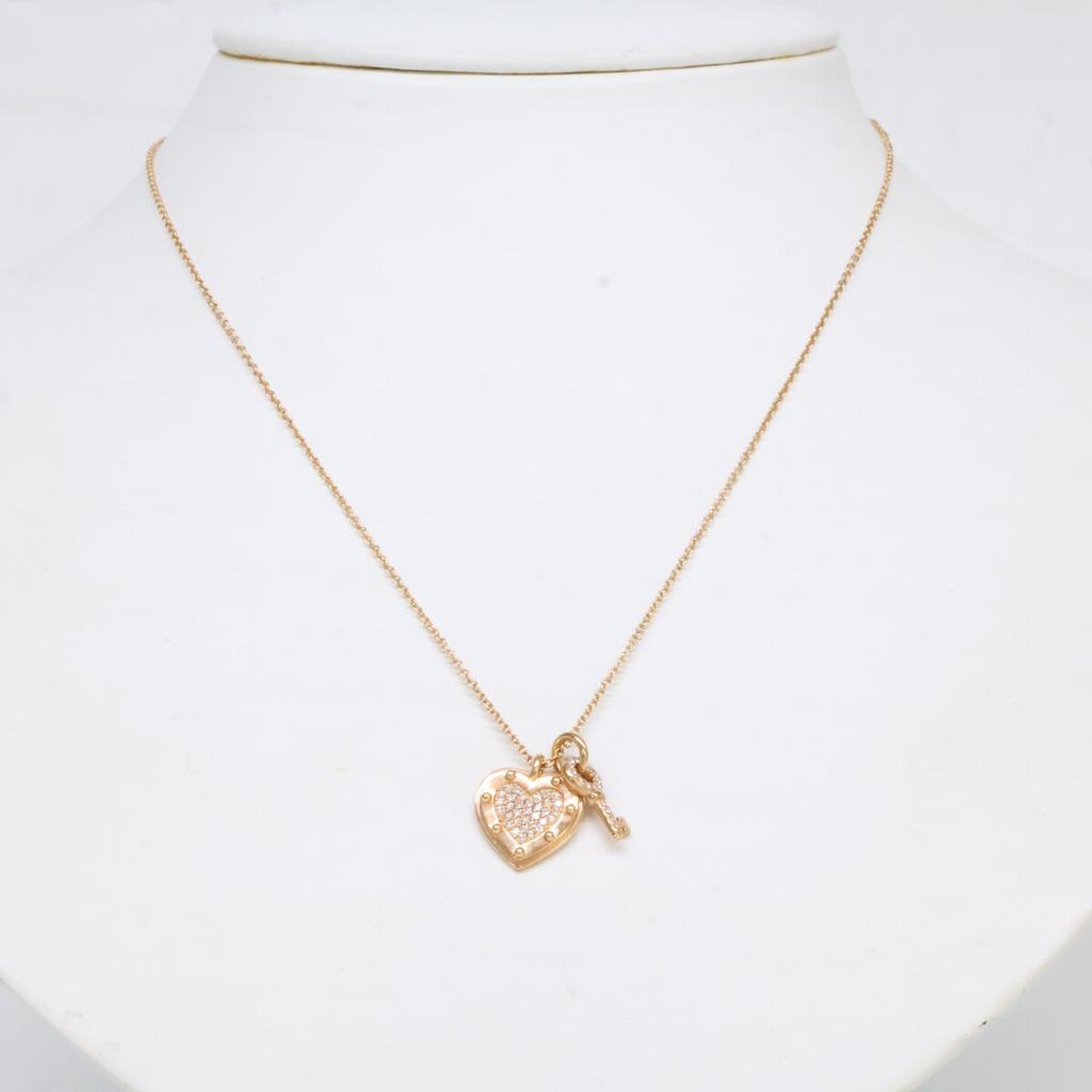 TIFFANY&Co. 750 Return to Love Heart Tag Key Diamond Necklace Yellow GoldUsed