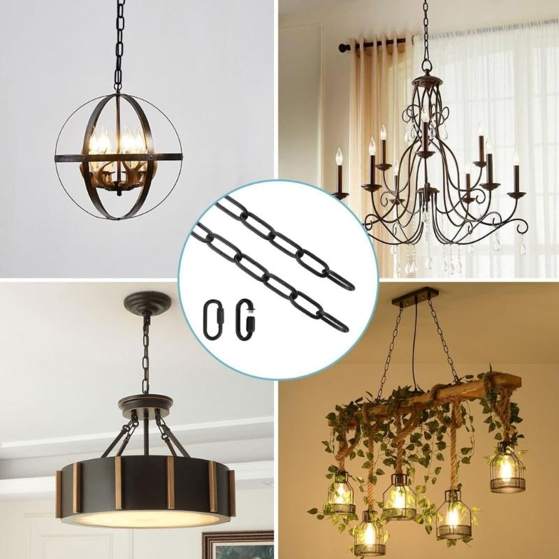 Adjustable Metal Pendant Chandelier Chain with Detachable Link 6 feet Industrial Light Fixture Chain Easy to Install