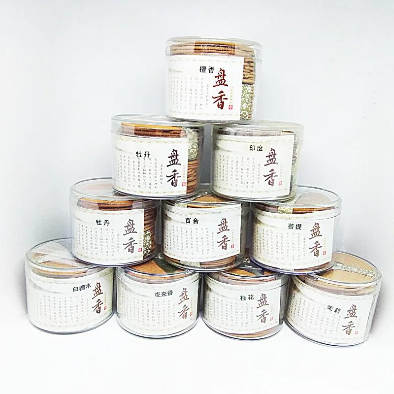 Y 48 pièces/boîte Encens Naturel en Spirale Aromathérapie Parfum Intérieur Indien Bouddhiste Bois de Santal Encens Sans Porte-Encens Parfum d'Intérieur