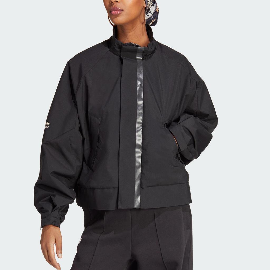 adidas Originals Women's Loose Fit Stand Collar Sports Casual Jacket Black Women IB7374